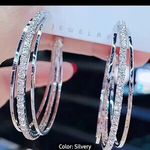 Vintage Boho-Chic Rhinestone Hoop Earrings